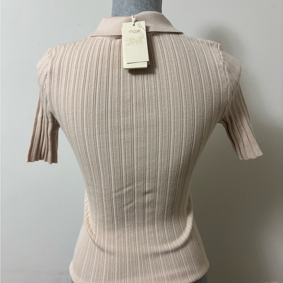 Make Beige Ribbed Polo Top - Picture 6 of 7
